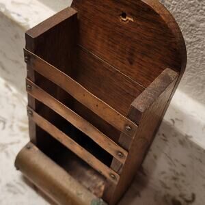 Vintage Wood/Copper Wall Pocket